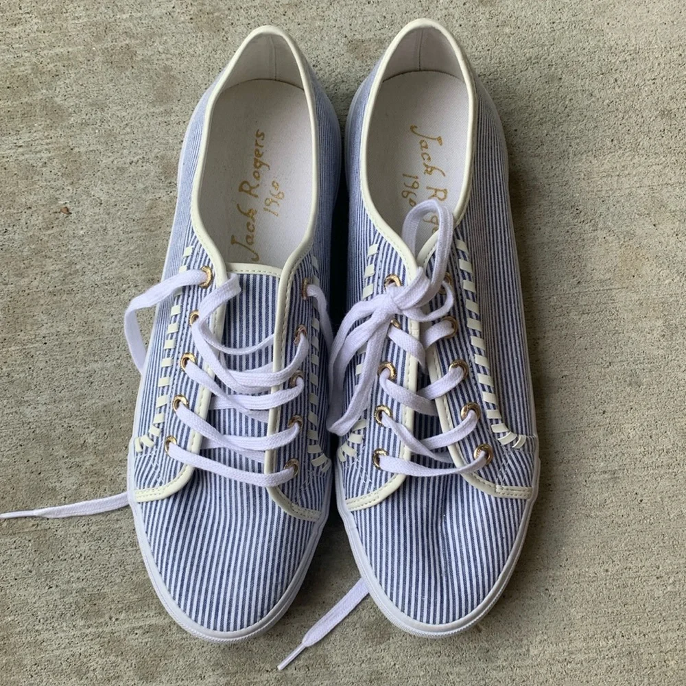 Jack Rogers Blue and White Canvas tennis shoes, sneakers